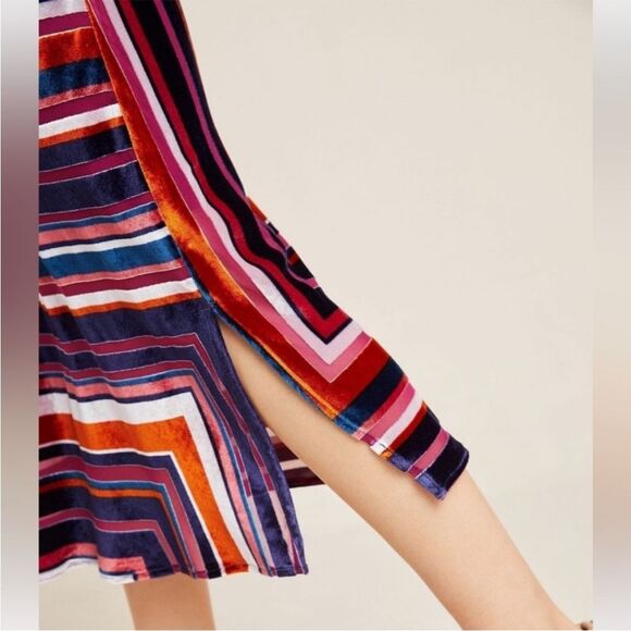 Anthropologie Tina Striped Velvet Midi Dress S NWOT - Picture 3 of 12
